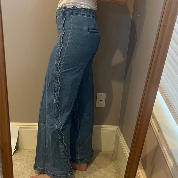Maeve Anthropologie Wide-Leg Scalloped Edge Women's Jeans - Picture 5 of 9